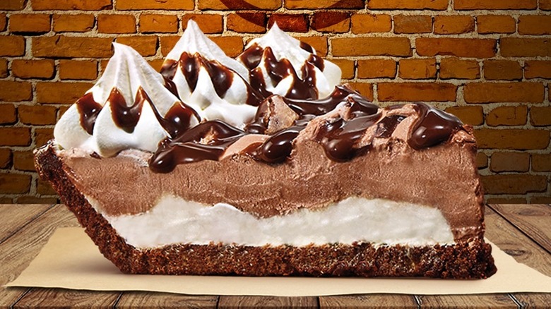 Hershey's sundae pie from Burger King against brick background