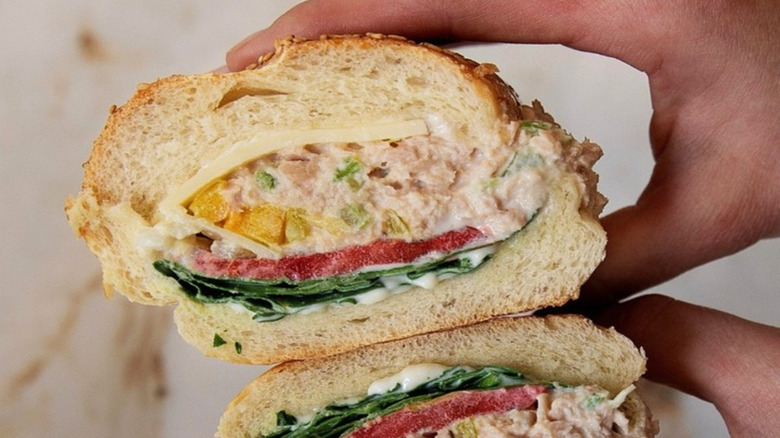 DiBella's sub cut in half