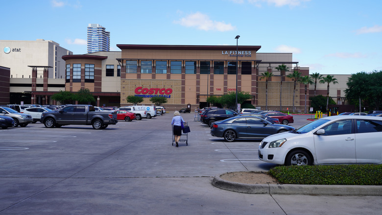 An exterior of a Houston Costco with an LA Fitness sign