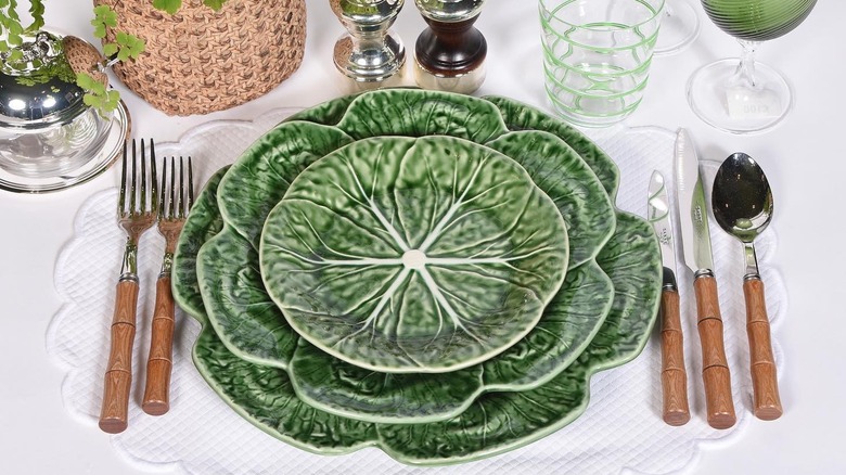 A table setting with cabbageware