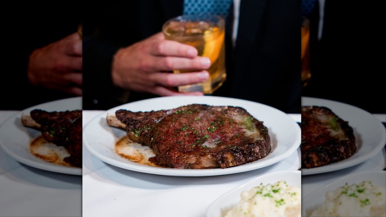 Steak on a white plate at Ruth's Chris Steak House