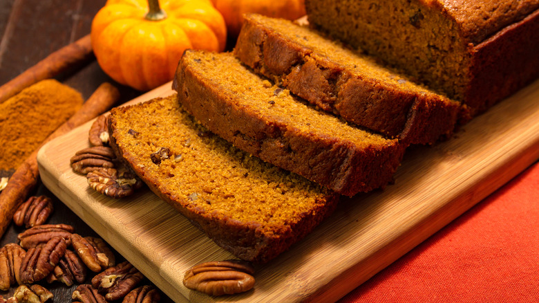 Pumpkin loaf with whole pecans