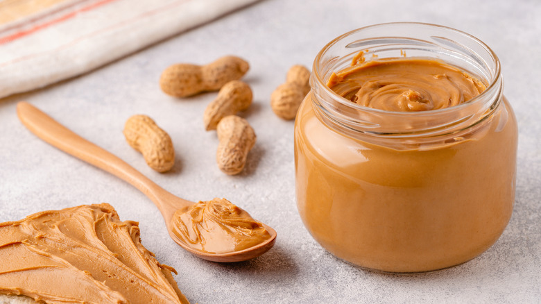 Jar of smooth peanut butter