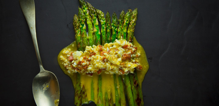 Asparagus with Egg and Chorizo Spring Gluten-Free Dirty Habit San Francisco David Bazirgan