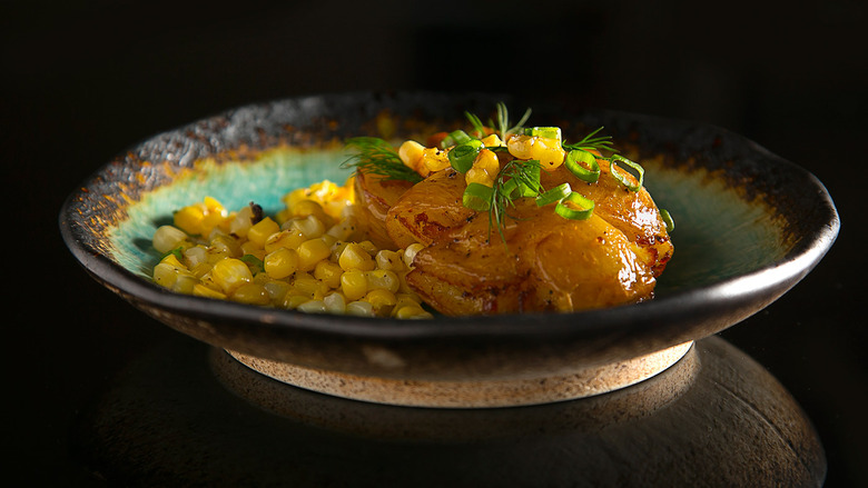 Crispy Potatoes with Malt Vinegar and Corn