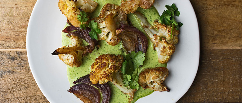 Curry-Roasted Cauliflower with Watercress-Cashew Dressing