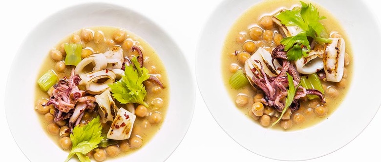 Grilled Squid with Chickpea and Celery Broth