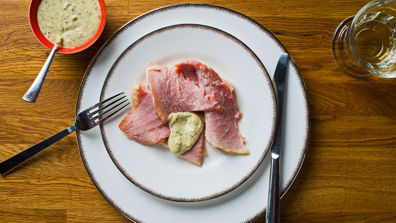 Ham with Muscadet and Herby Creme Fraiche, our Test Kitchen's lighter, gluten-free dish