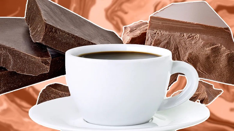 Coffee cup with chocolate types 