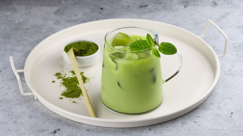 matcha cocktail in a glass