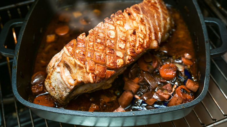 Crispy roast pork in the oven 