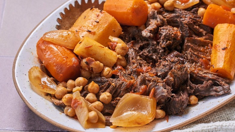 plate of beef pot roast