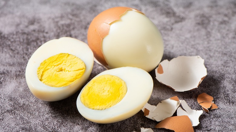 boiled eggs with eggshells