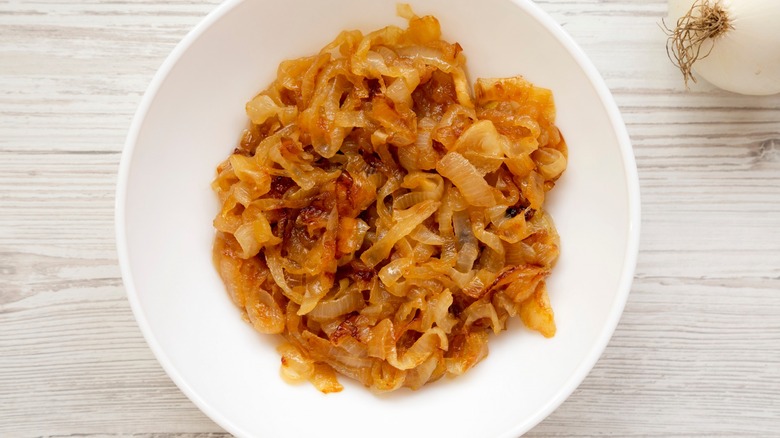 caramelized onions on a white plate