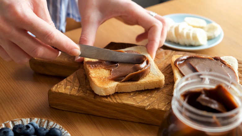 Nutella spread on toast