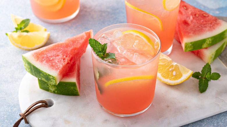 Cold drink watermelon lime cocktail