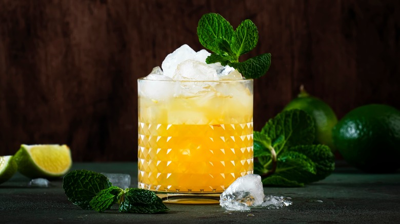 glass of mai tai cocktail