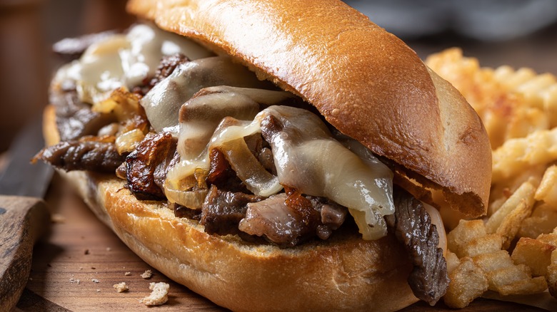 thin beef on philly cheesesteak