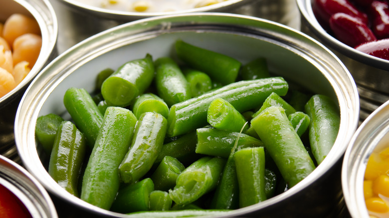 Green beans in open can
