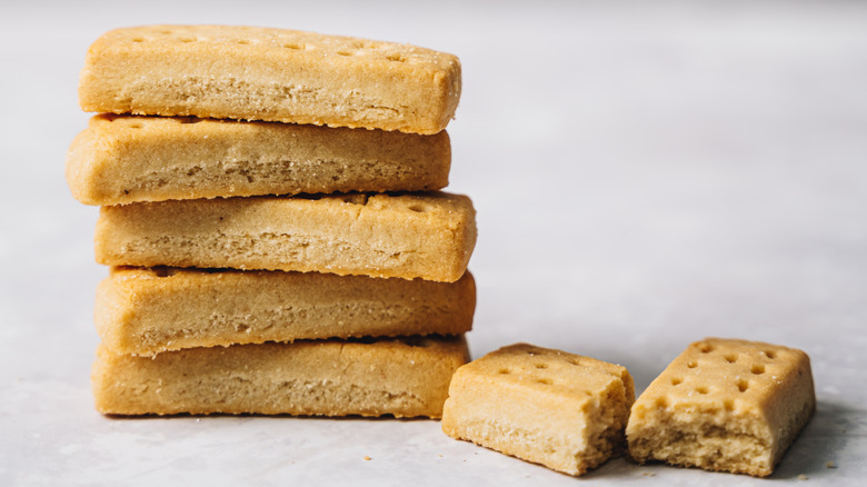 shortbread biscuit stacked together