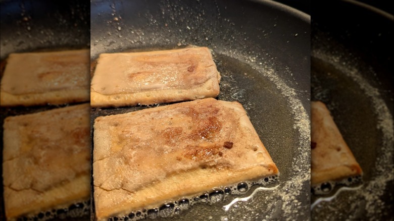 Pan-frying Pop-Tart in skillet