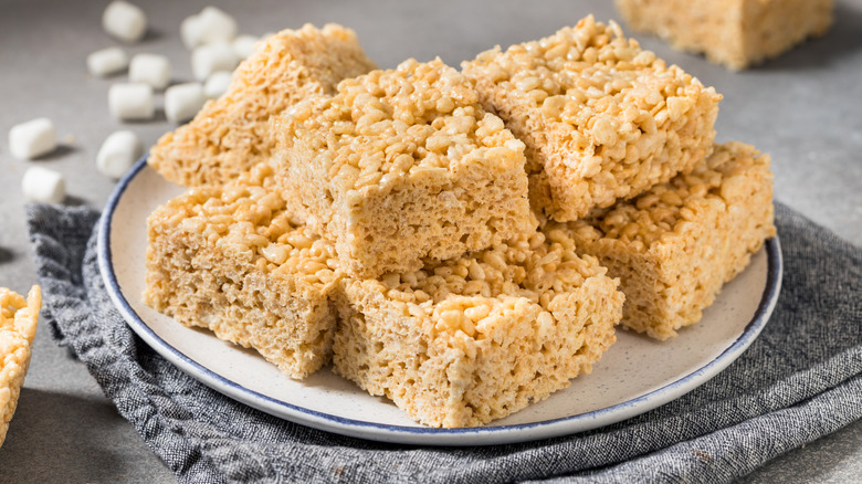 Stack of homemade Rice Krispies treats