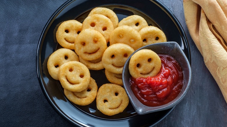 smiley fries with ketchup