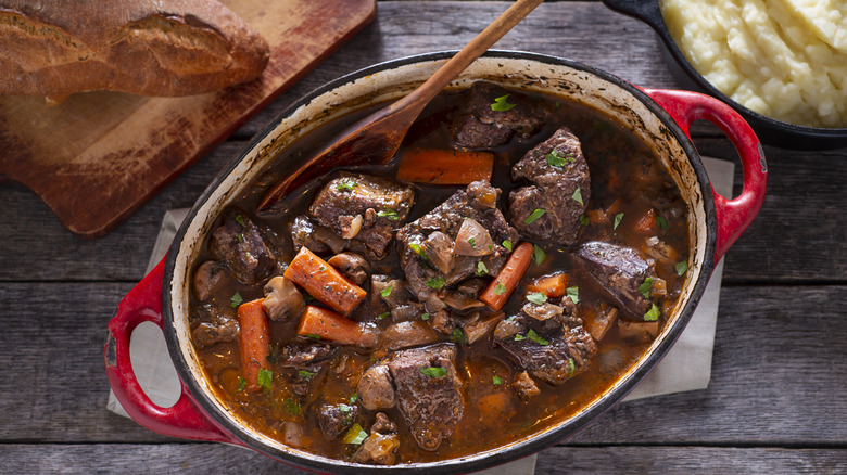 Beef stew in Dutch oven
