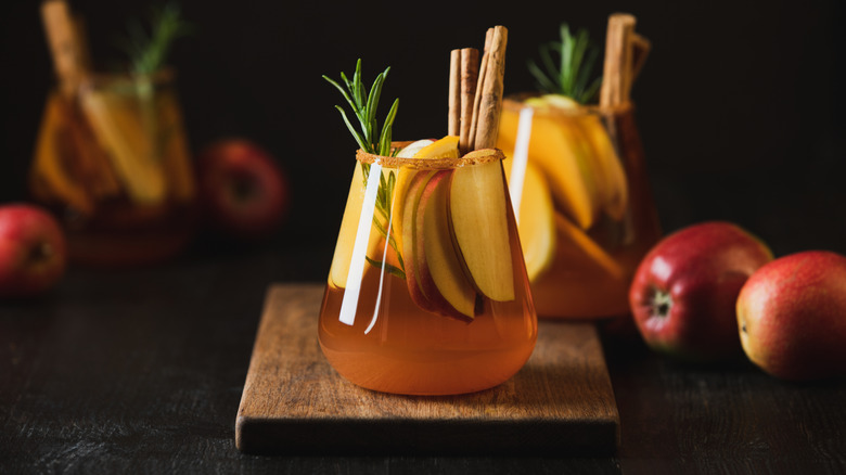Apple cider old fashioned cocktail.