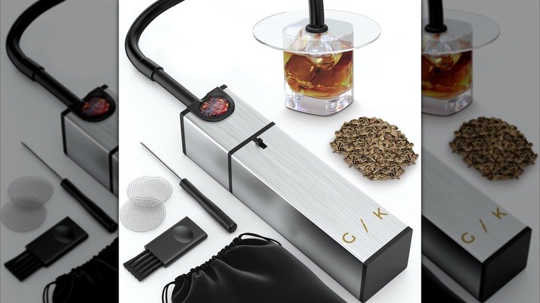 mirrored image of Gramercy Kitchen Company Cocktail Smoker Kit on white background