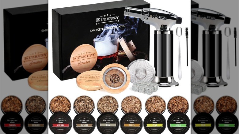 mirrored image of Kuzkuzy Cocktail Smoker Kit on white background