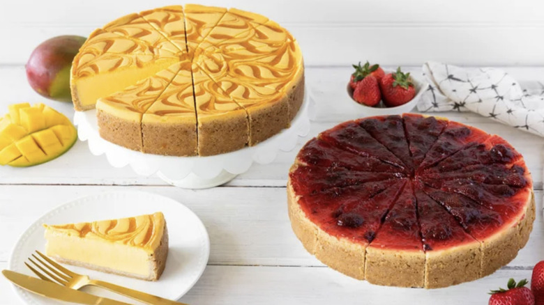 David's mango and strawberry cheesecakes