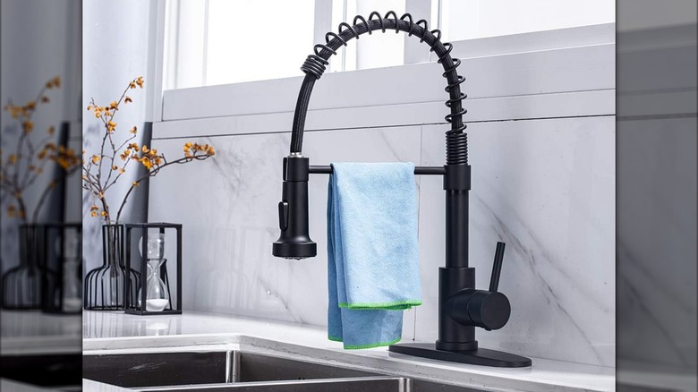 A black WeWe kitchen faucet