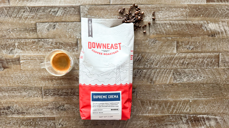 Downeast Coffee Roasters bagged coffee on wooden surface