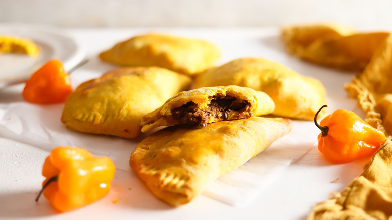 Jamaican beef patty with peppers