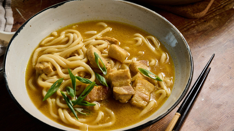 Japanese udon curry in bowl