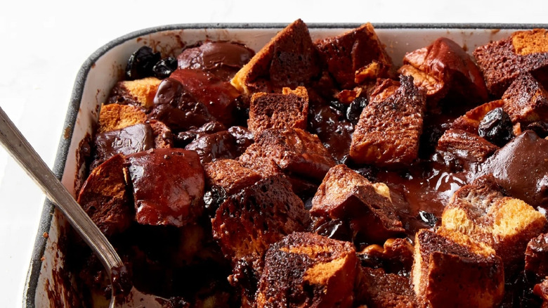chocolate miso bread pudding