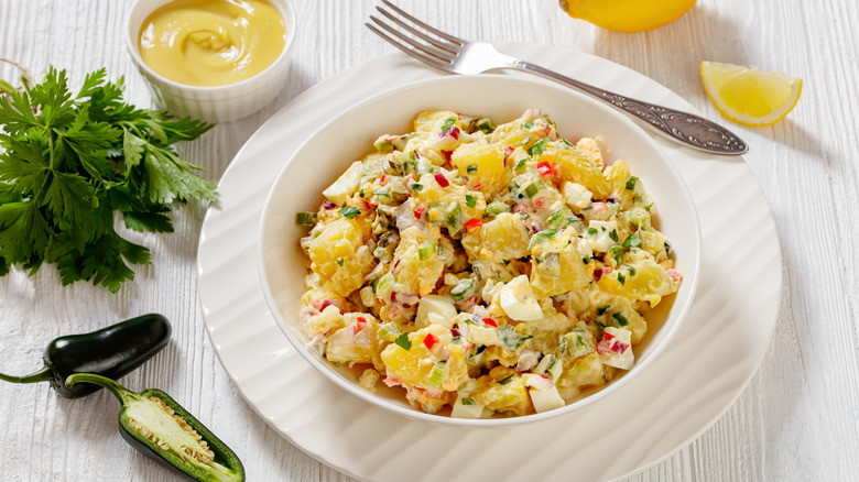 bowl of creamy potato salad