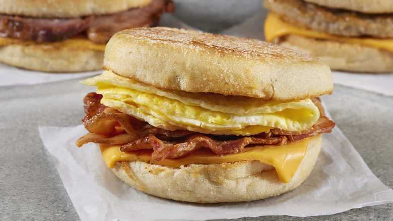 A breakfast sandwich