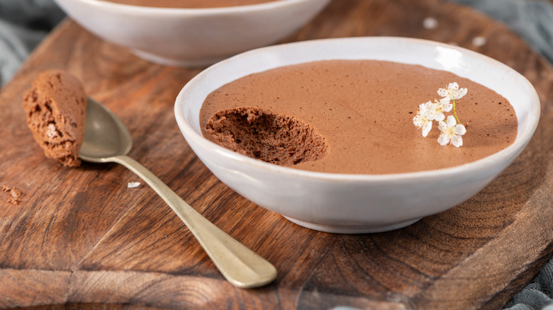 A bowl of chocolate mousse