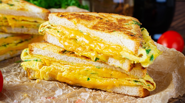 grilled sandwich with eggs