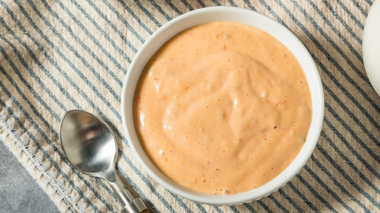 Russian dressing in small bowl