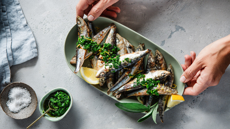 plate of anchovies