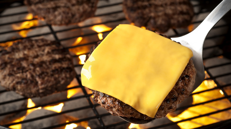 cheeseburger on grill