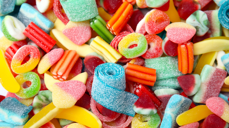 An assortment of colorful candy.