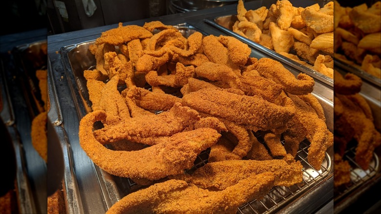 Cajun catfish on the buffet at Brown's Catfish