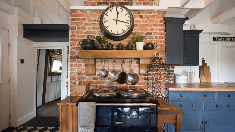 Kitchen stove area with brick detailing