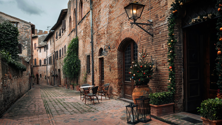 A view of the streets in the town of Tuscany, Italy