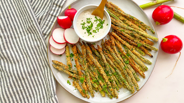 air fryer asparagus fries on plate