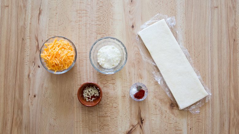 cheese straw ingredients on table